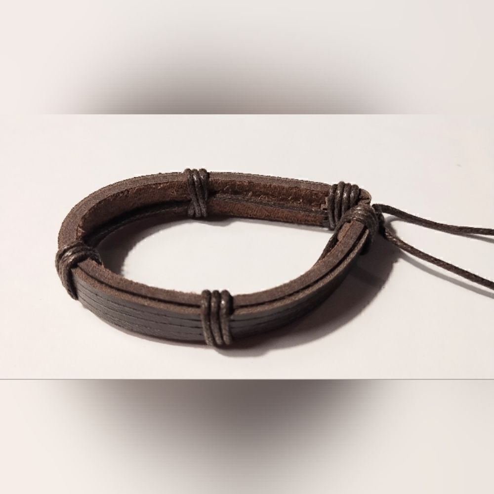 Men's bracelet‎ leather layered brown new d51